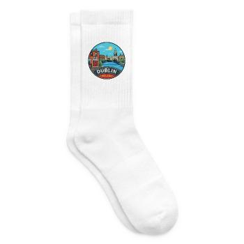 Dublin Ireland Hapenny Bridge Reiseabzeichen - Tennissocken - Weiß - Rechts