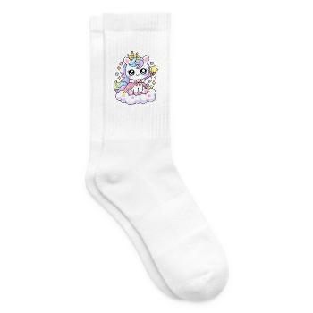 Pastell-Einhorn auf Prinzessin Cloud - Tennissocken - Weiß - Rechts
