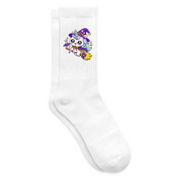 Einhornhexe Kawaii auf einem Besen - Tennissocken - Weiß - Rechts