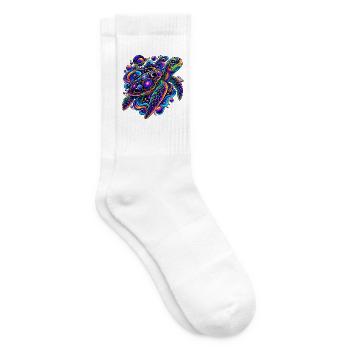 Kosmische Schildkröte auf Reisen - Tennissocken - Weiß - Rechts