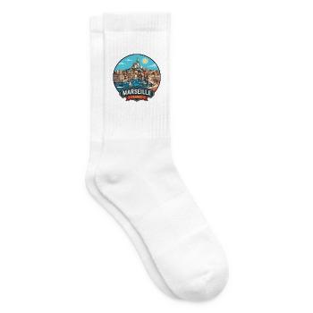Marseille France Vieux Port Basilique Abzeichen - Tennissocken - Weiß - Rechts