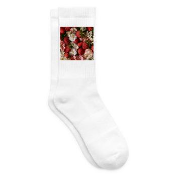Romantische Erdbeeren und Blumen - Tennissocken - Weiß - Rechts