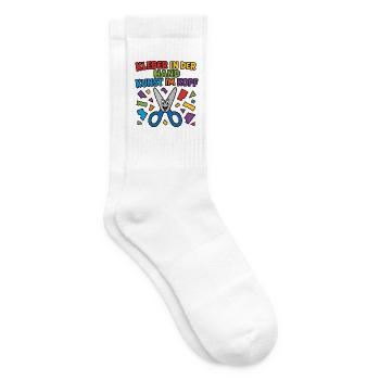 Kleber in der Hand Kunst im Kopf – Basteln Shirt - Tennissocken - Weiß - Rechts