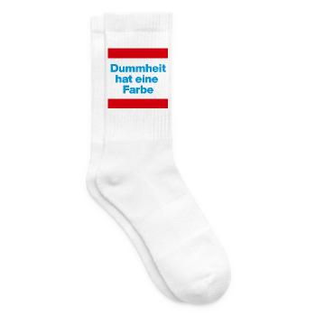 DUMMHEIT HAT EINE FARBE, BLAU, NO NZS, NIE WIEDER - Tennissocken - Weiß - Rechts