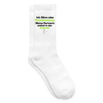 ICH FÜHRE EINE FERNBEZIEHUNG, SINGLE, DATING ❤️ - Tennissocken - Weiß - Rechts