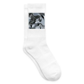 Abstraktes flüssiges Chrom - Tennissocken - Weiß - Rechts