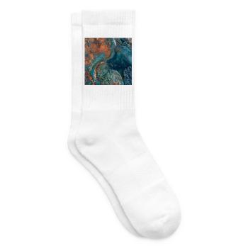 Türkismarmor und abstraktes Kupfer - Tennissocken - Weiß - Rechts