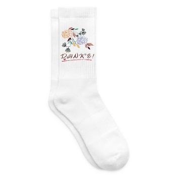 Danke mit Blumen - Tennissocken - Weiß - Rechts