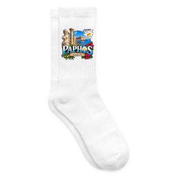 Paphos – Antike, Meer & Zypern - Tennissocken - Weiß - Rechts
