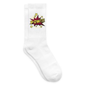 Comic POW Knall Cartoon Superheld - Tennissocken - Weiß - Rechts