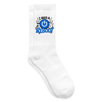 I NEED A REBOOT – Computational Humor - Tennissocken - Weiß - Rechts