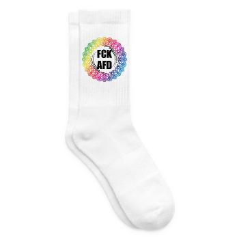 FCK AFD Regenbogen Mandala - Bunt statt Braun - Tennissocken - Weiß - Rechts