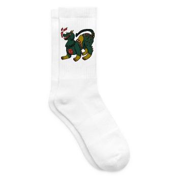 Drachenretrodruck mit Schädelmotiv - Tennissocken - Weiß - Rechts