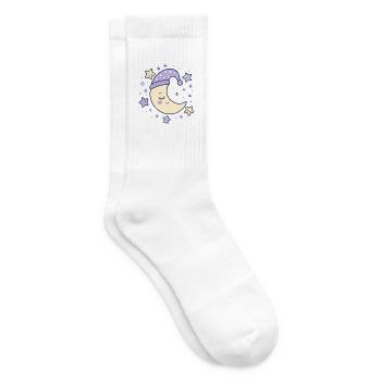 Soft Moon Night – Schläfriger Mond - Tennissocken - Weiß - Rechts