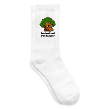 Bär umarmt Baum – Umweltheld - Tennissocken - Weiß - Rechts