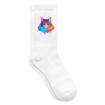 Norwegian Forest Cat Aquarell Illustration - Tennissocken - Weiß - Rechts