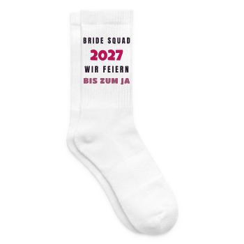 Bride Squad 2027 wir feiern bis zum Ja JGA - Tennissocken - Weiß - Rechts