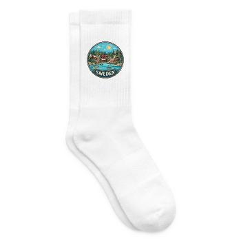 Schweden Reiseabzeichen Dala Pferdearchipel - Tennissocken - Weiß - Rechts