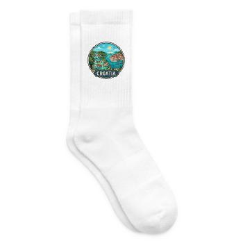 Kroatien-Reiseabzeichen Plitvicer Seen Dubrovnik - Tennissocken - Weiß - Rechts
