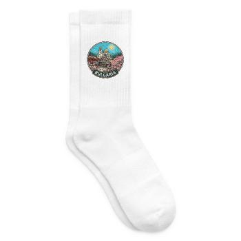 Bulgariens Reiseabzeichen Rila-Kloster Rosental - Tennissocken - Weiß - Rechts