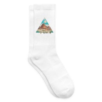 Berglandschaft im Dreiecks-Mosaik - Tennissocken - Weiß - Rechts
