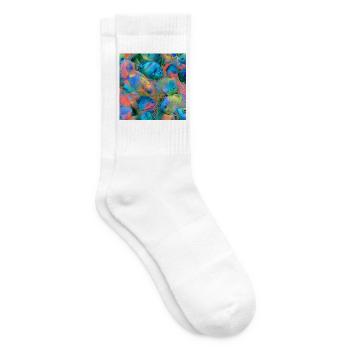 Regenbogen-Neonfisch - Tennissocken - Weiß - Rechts
