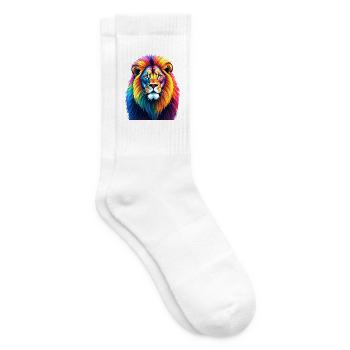 Colorful Lion Watercolor Art Design - Tennissocken - Weiß - Rechts