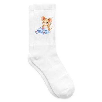 Maus - Nähmaus im Wolltraum - Tennissocken - Weiß - Rechts