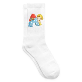 A - Buchstabe: mit Baby im Piratenlook - Tennissocken - Weiß - Rechts