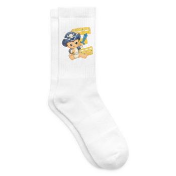 E - Buchstabe: Kleiner Piratenkapitän Baby - Tennissocken - Weiß - Rechts