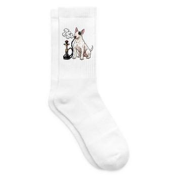 Bull Terrier mit Shisha - Tennissocken - Weiß - Rechts