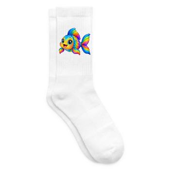 Kawaii Mehrfarbiger Fisch - Tennissocken - Weiß - Rechts