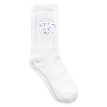Rad der 12 Tierkreiszeichen mit Namen und Monaten - Tennissocken - Weiß - Rechts
