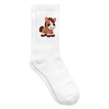Häkelpferd Kuschelpony - Tennissocken - Weiß - Rechts