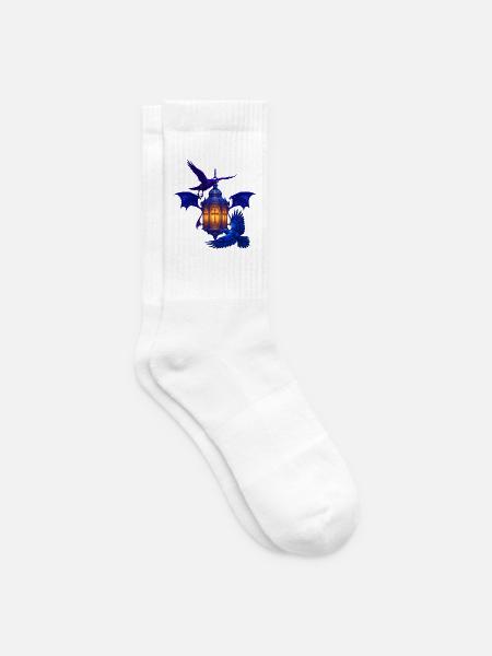 Blaues Lanternenlicht mit Raben - Tennissocken - Weiß