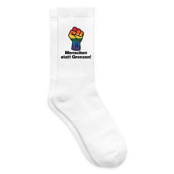 MENSCHEN STATT GRENZEN. BOTSCHAFT GEGEN RECHTS - Tennissocken - Weiß - Rechts