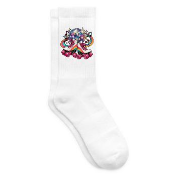 Disco Roller Neon Regenbogen - Tennissocken - Weiß - Rechts