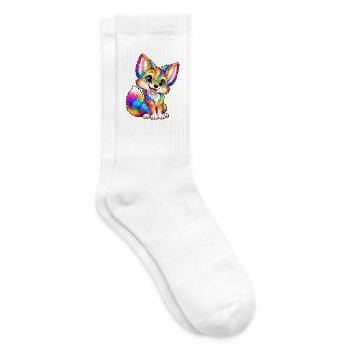 Kawaii Multicolor Coyote - Tennissocken - Weiß - Rechts