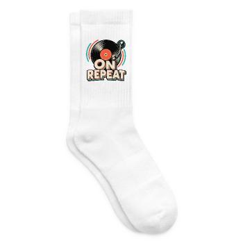 Wiederholende Vinyl - Tennissocken - Weiß - Rechts