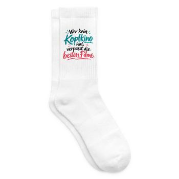 Wer kein Kopfkino hat verpasst die besten Filme - Tennissocken - Weiß - Rechts