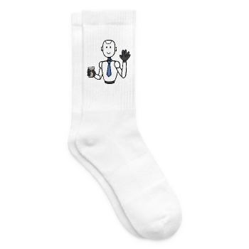 Geschäftsmann-Roboter mit Kaffee - Tennissocken - Weiß - Rechts