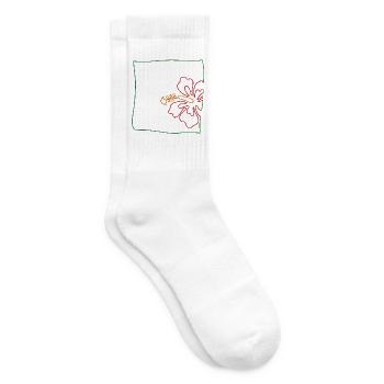 Hibiskus minimalistisch - Tennissocken - Weiß - Rechts