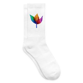 Regenbogengeometrisches Blatt - Tennissocken - Weiß - Rechts
