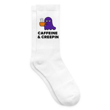 Kaffeegeist: Caffein & Creepin - Tennissocken - Weiß - Rechts