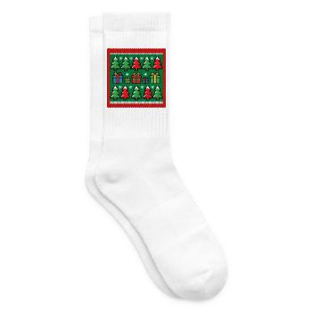 Ugly Christmas Pixel Strick Muster - Tennissocken - Weiß - Rechts