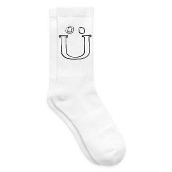 Buchstabe Ü handgezeichnet - Tennissocken - Weiß - Rechts