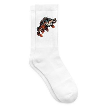 Fisch Barsch Bunt Illustration - Tennissocken - Weiß - Rechts