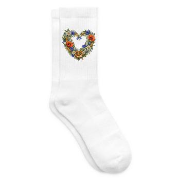 Alpenblumenherz mit Brezel & Edelweiß - Tennissocken - Weiß - Rechts
