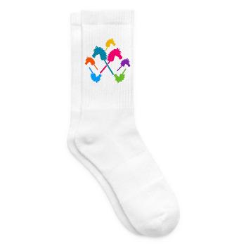 Hobby-Futter – Bunte Stockpferde - Tennissocken - Weiß - Rechts
