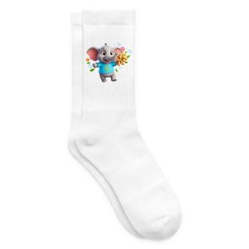 Süßer Elefant mit Erdnüssen – Buchstabe E - Tennissocken - Weiß - Rechts